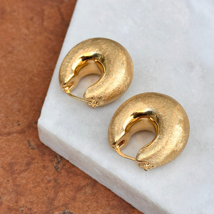 14KT Yellow Gold Matte Finished Chunky Hollow Hoop Earrings 24mm