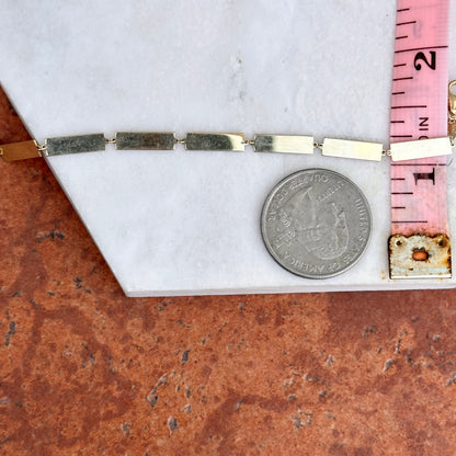 14KT Yellow Gold Rectangle Bar Station Chain Bracelet