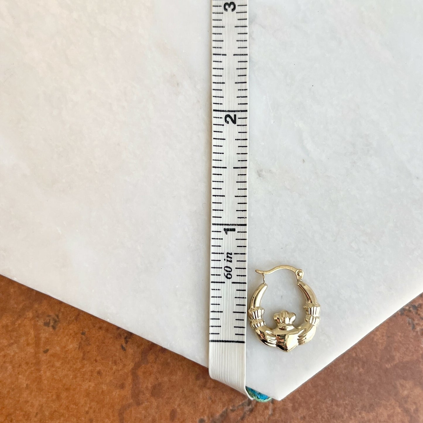 10KT Yellow Gold Celtic Claddagh Hoop Earrings 18mm