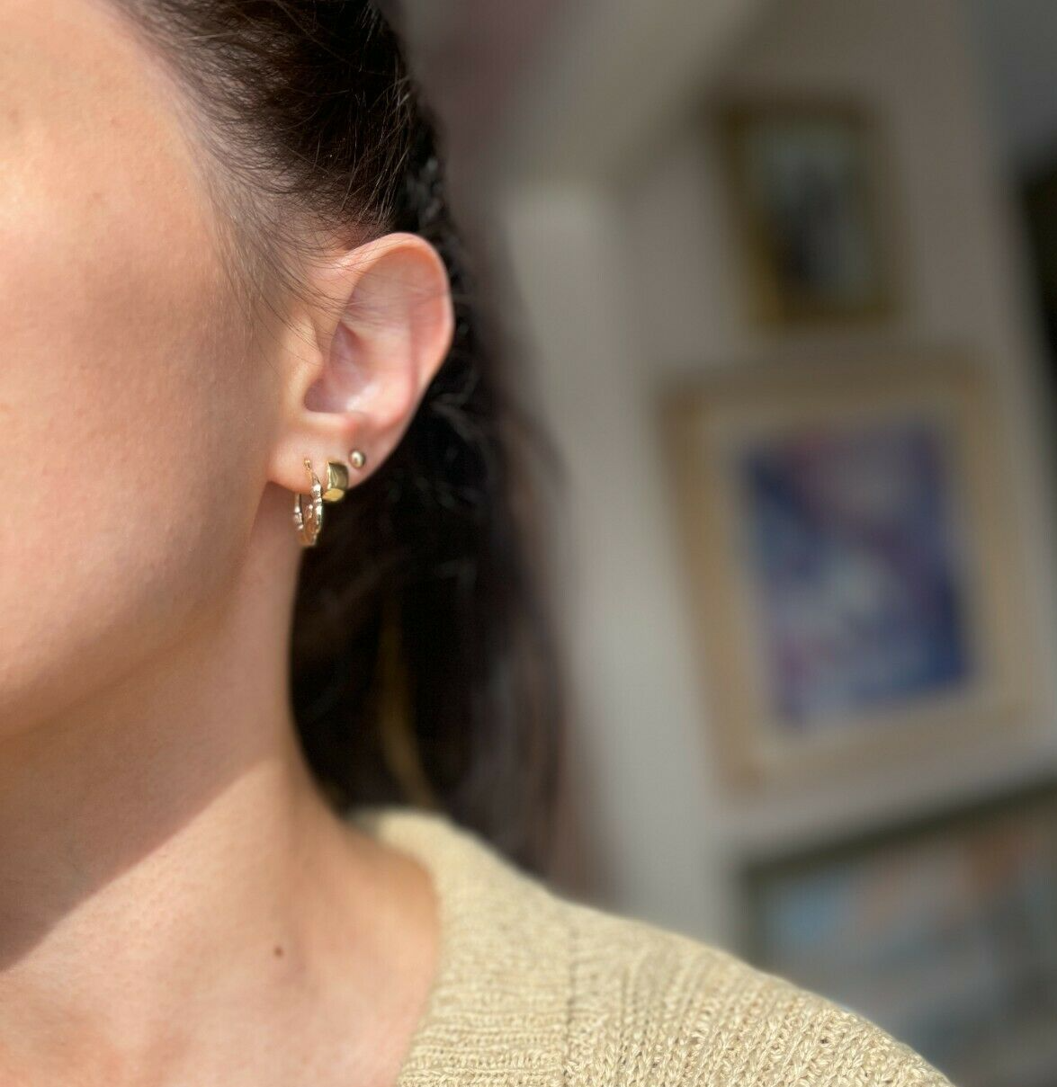 10KT Yellow Gold Celtic Claddagh Hoop Earrings 18mm