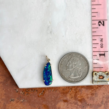 14KT Yellow Gold Elongated 3.8 CT Opal Doublet Pendant