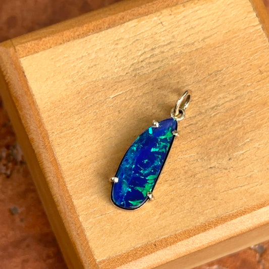 14KT Yellow Gold Elongated 3.8 CT Opal Doublet Pendant
