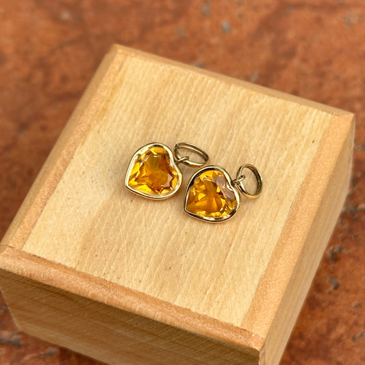 Estate 14KT Yellow Gold Heart Citrine Earring Charms