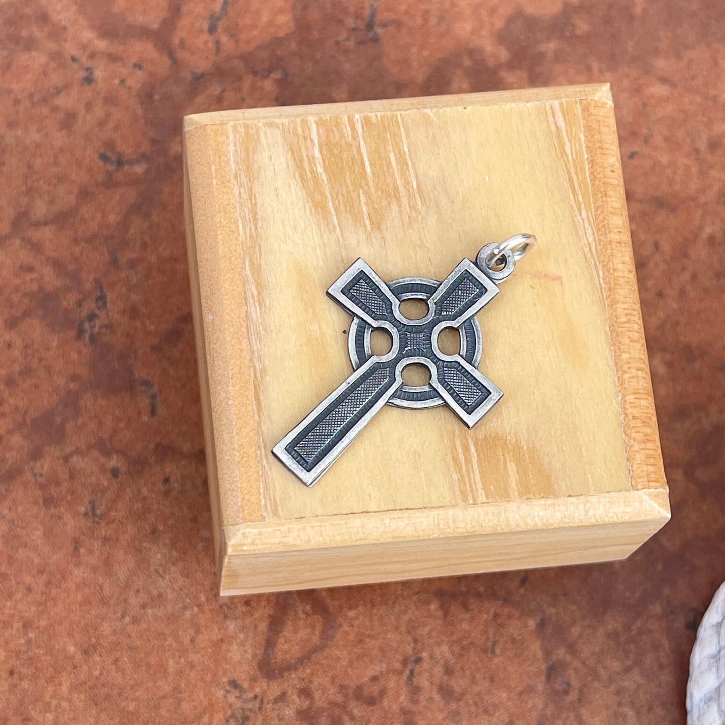 Sterling Silver Antiqued Celtic Cross with Eternity Circle Pendant