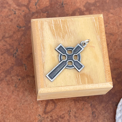 Sterling Silver Antiqued Celtic Cross with Eternity Circle Pendant