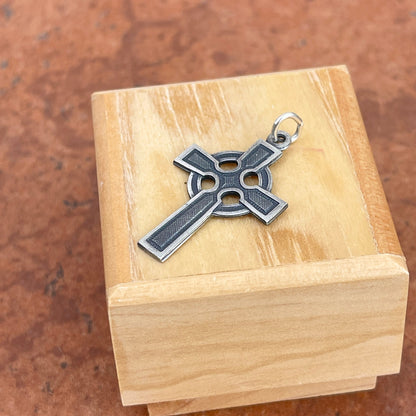 Sterling Silver Antiqued Celtic Cross with Eternity Circle Pendant