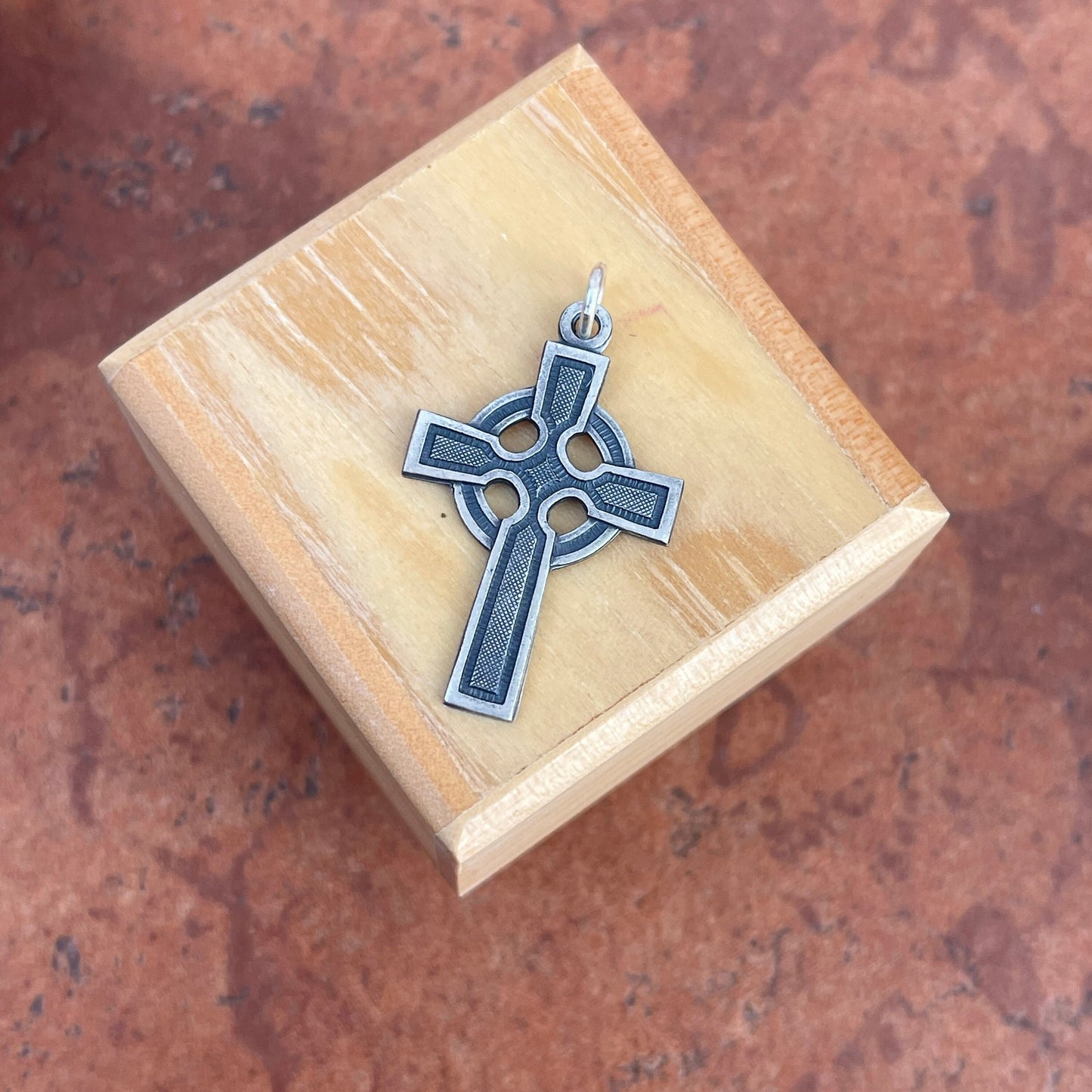 Sterling Silver Antiqued Celtic Cross with Eternity Circle Pendant