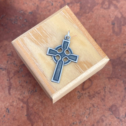 Sterling Silver Antiqued Celtic Cross with Eternity Circle Pendant