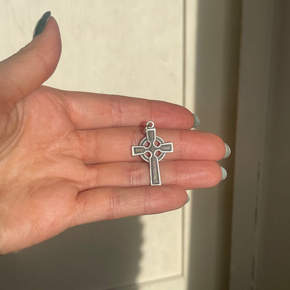 Sterling Silver Antiqued Celtic Cross with Eternity Circle Pendant