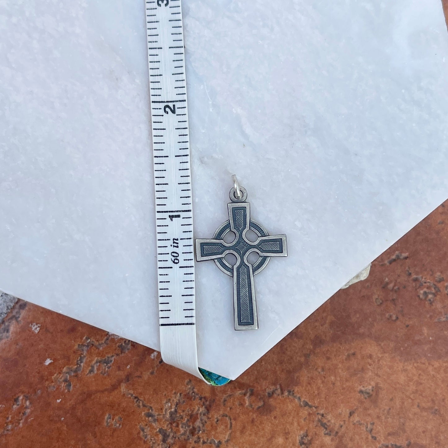 Sterling Silver Antiqued Celtic Cross with Eternity Circle Pendant