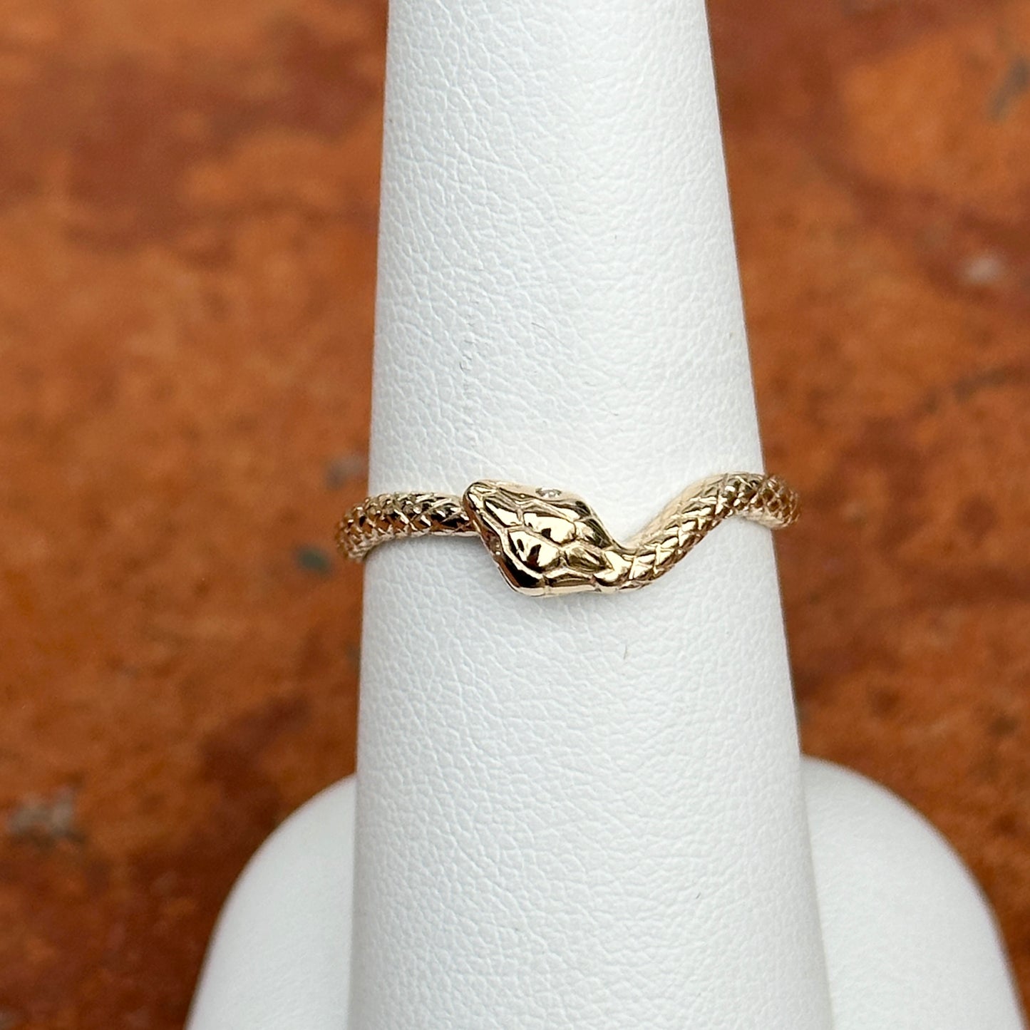 14KT Yellow Gold Diamond Snake Ring