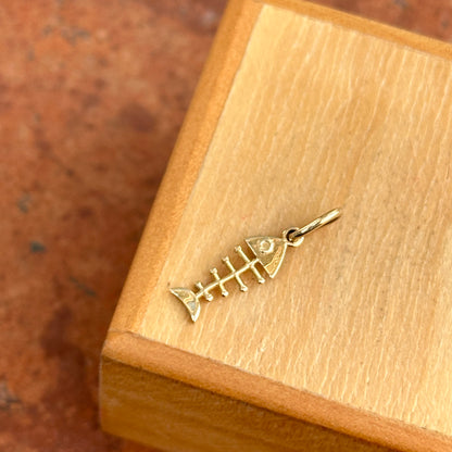 14KT Yellow Gold Fish Bone Pendant Charm