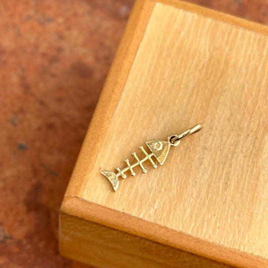 14KT Yellow Gold Fish Bone Pendant Charm