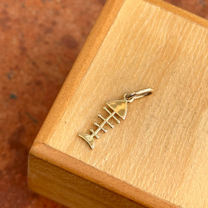 14KT Yellow Gold Fish Bone Pendant Charm