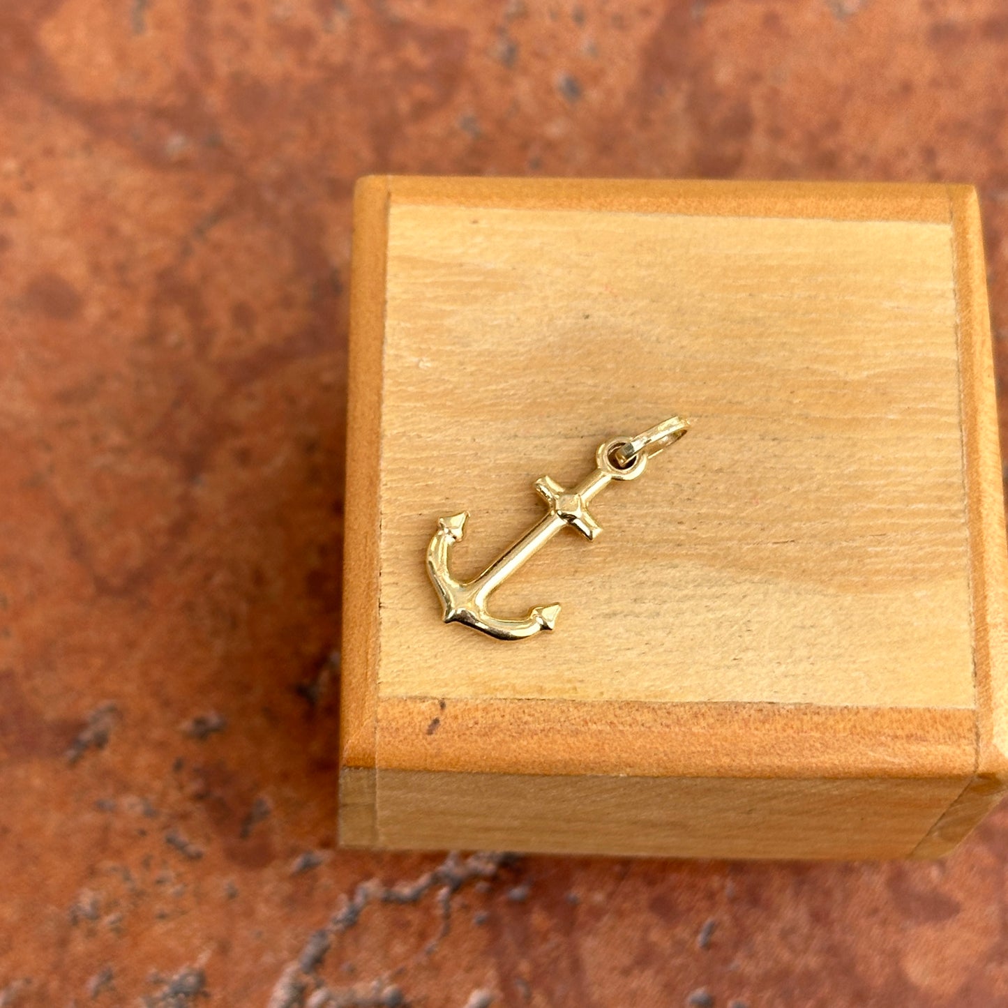 14KT Yellow Gold 3D Small Anchor Pendant Charm