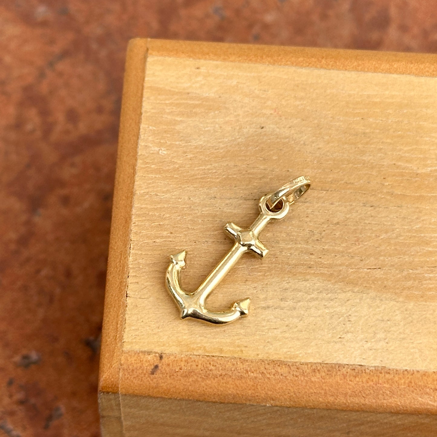 14KT Yellow Gold 3D Small Anchor Pendant Charm
