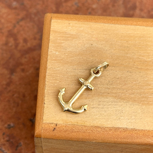 14KT Yellow Gold 3D Small Anchor Pendant Charm