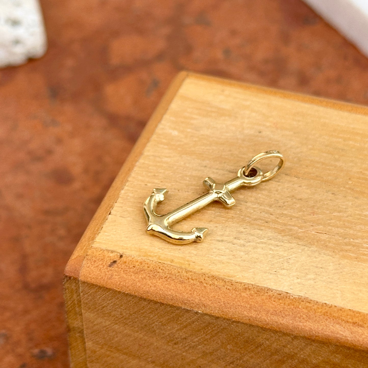 14KT Yellow Gold 3D Small Anchor Pendant Charm