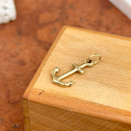 14KT Yellow Gold 3D Small Anchor Pendant Charm