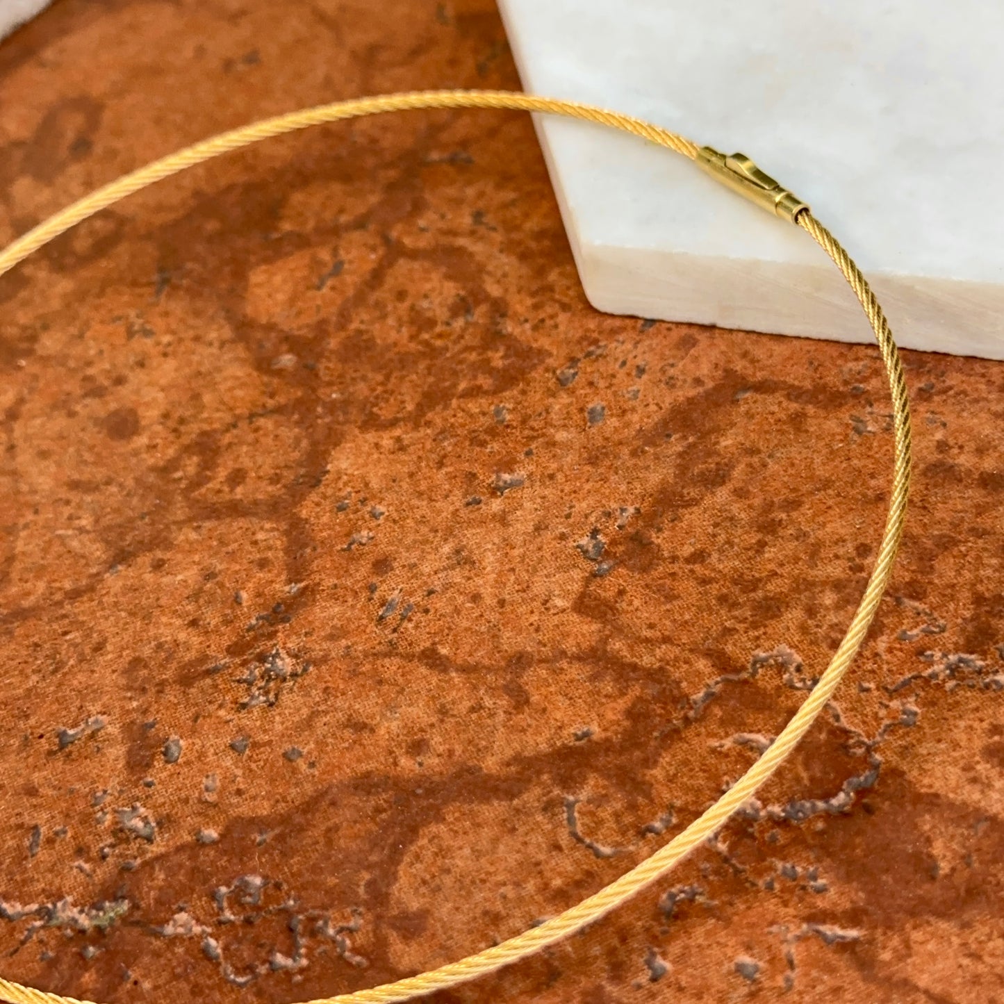 18KT Gold-Plated Steel 1.5mm Cable Twist Collar Necklace