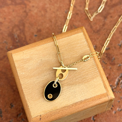 14KT Yellow Gold Mariner Onyx Toggle Paperclip Necklace