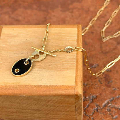 14KT Yellow Gold Mariner Onyx Toggle Paperclip Necklace