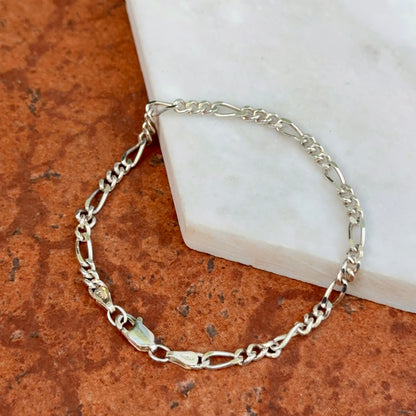 Sterling Silver 3mm Figaro Chain Bracelet