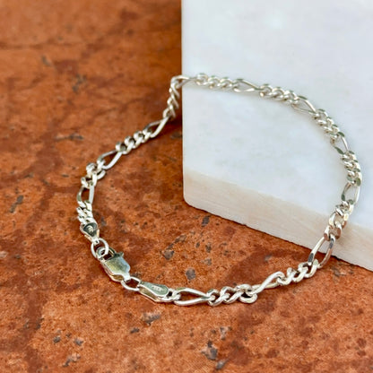 Sterling Silver 3mm Figaro Chain Bracelet