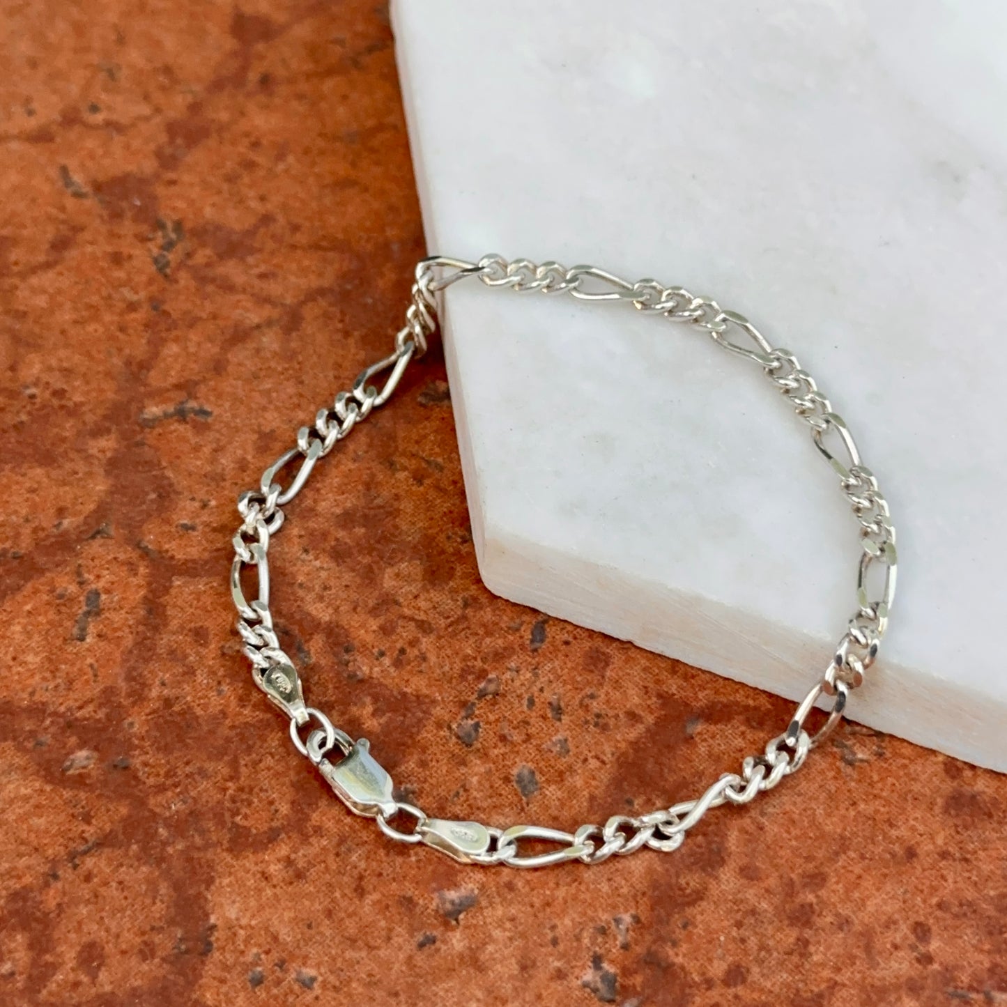 Sterling Silver 3mm Figaro Chain Bracelet