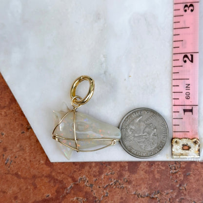 Estate 14KT Yellow Gold Opal Horse Head Pendant