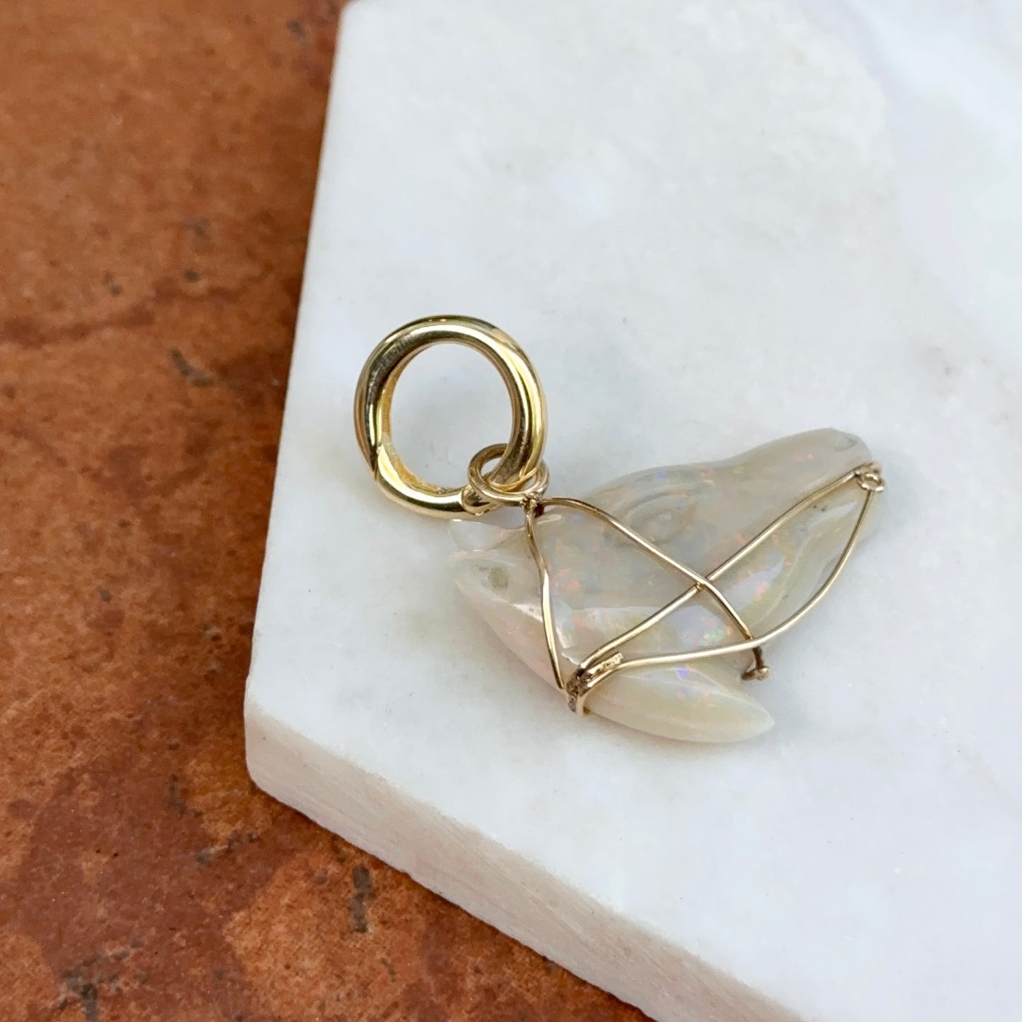 Estate 14KT Yellow Gold Opal Horse Head Pendant