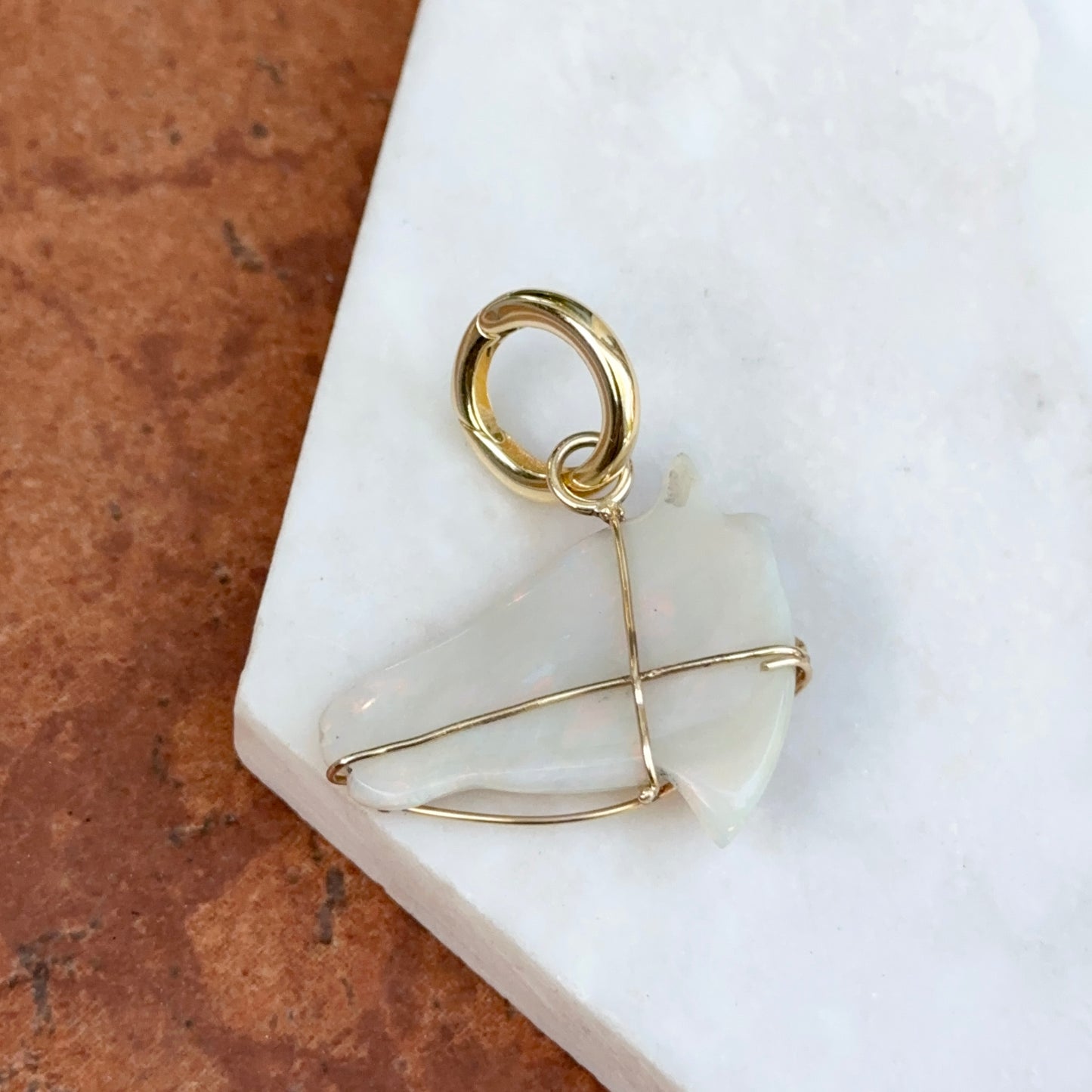 Estate 14KT Yellow Gold Opal Horse Head Pendant