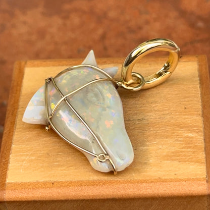 Estate 14KT Yellow Gold Opal Horse Head Pendant
