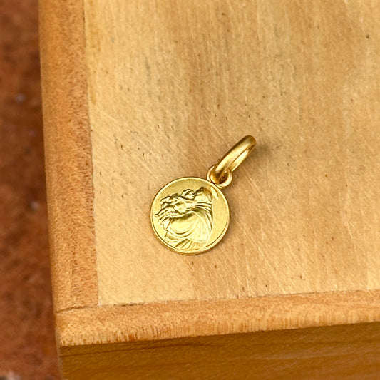 14KT Yellow Gold St Anthony Matte Medal Pendant Charm 8mm