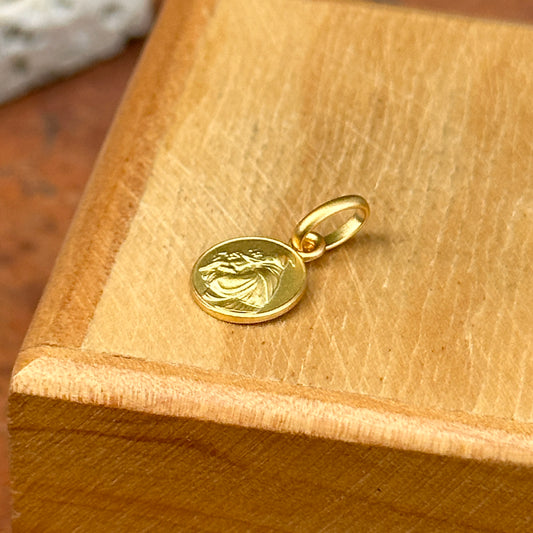 14KT Yellow Gold St Anthony Matte Medal Pendant Charm 8mm