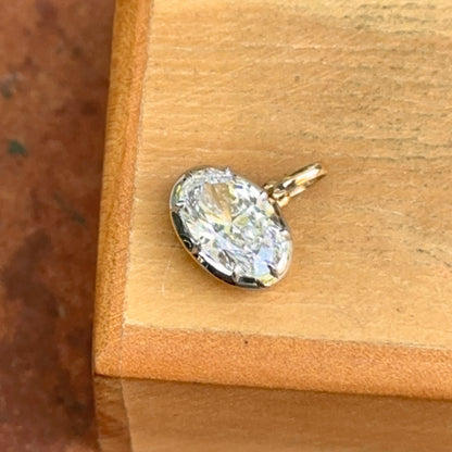14KT Yellow Gold Oval 2 CT Lab Diamond Georgian White Rhodium Pendant - LSJ