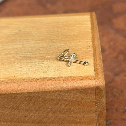 14KT Yellow Gold Diamond Budded Cross Pendant 15mm