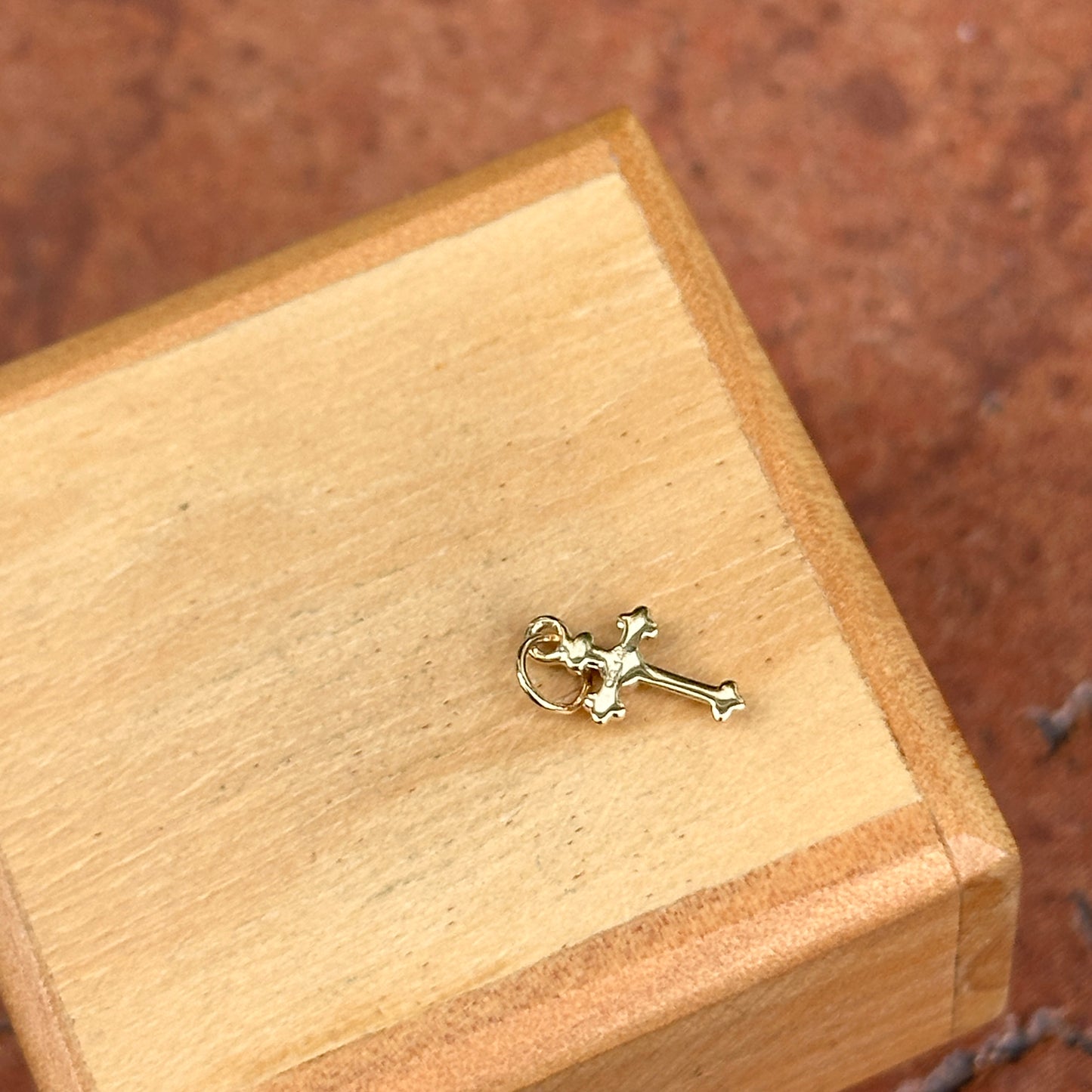 14KT Yellow Gold Diamond Budded Cross Pendant 15mm