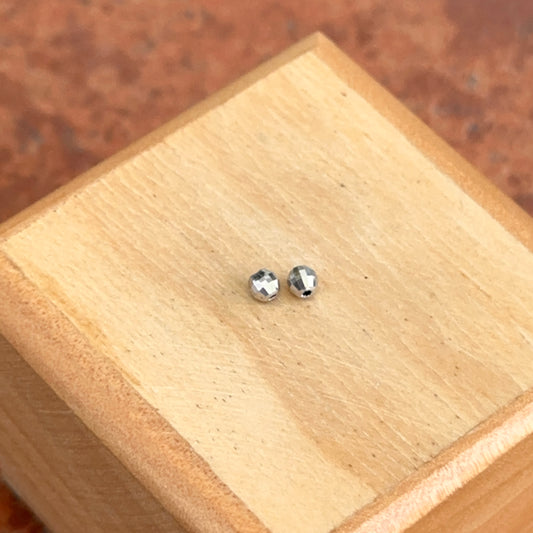 14KT White Gold Mini Diamond-Cut 3mm Round Ball Earring Charms