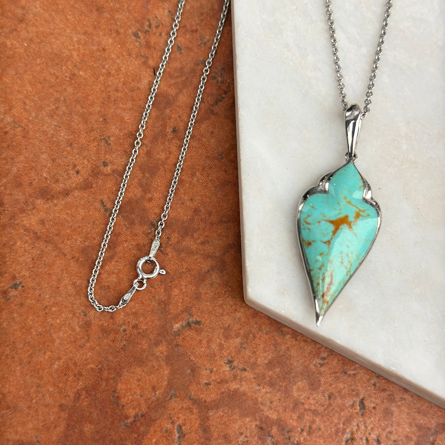 Sterling Silver Kabana Turquoise Pendant Cable Necklace