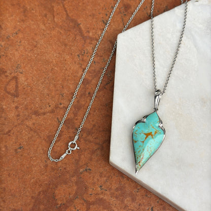 Sterling Silver Kabana Turquoise Pendant Cable Necklace