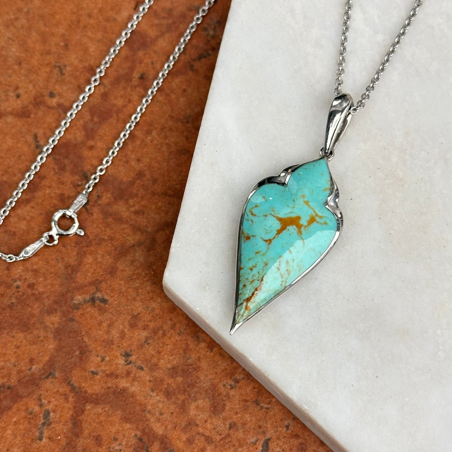 Sterling Silver Kabana Turquoise Pendant Cable Necklace