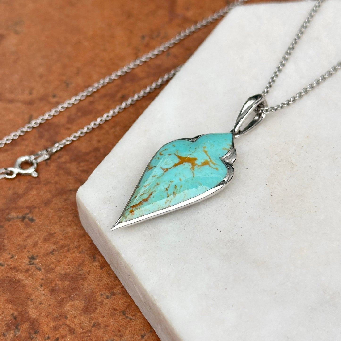 Sterling Silver Kabana Turquoise Pendant Cable Necklace