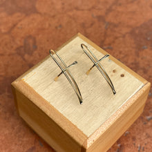 Load image into Gallery viewer, 14KT Yellow Gold Curved Cross Thin Ear Wire Earrings