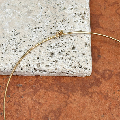 Estate 14KT Yellow Gold 1.5mm Stiff Round Wire Solid Necklace 16”