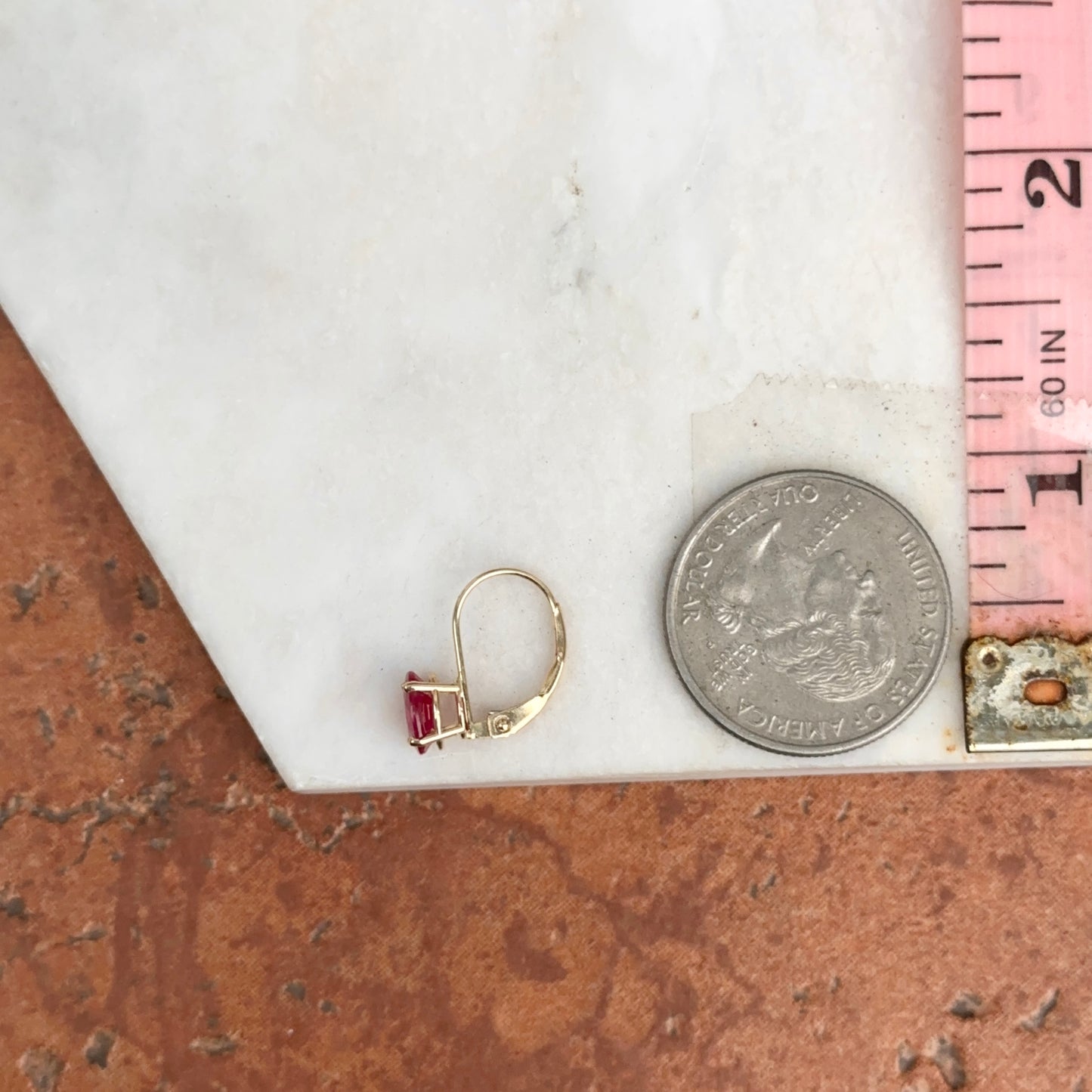 14KT Yellow Gold Faceted Oval Ruby Leverback Earrings