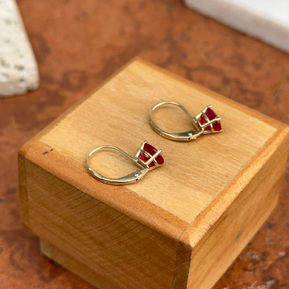 14KT Yellow Gold Faceted Oval Ruby Leverback Earrings