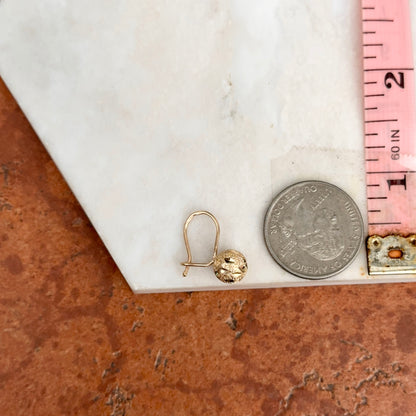 14KT Yellow Gold Satin Diamond-Cut 8mm Ball Dangle Wire Earrings