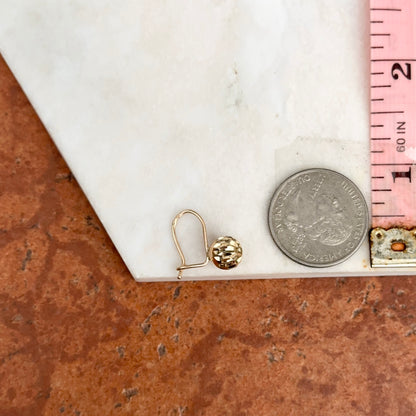 14KT Yellow Gold Diamond-Cut 8mm Ball Dangle Wire Earrings