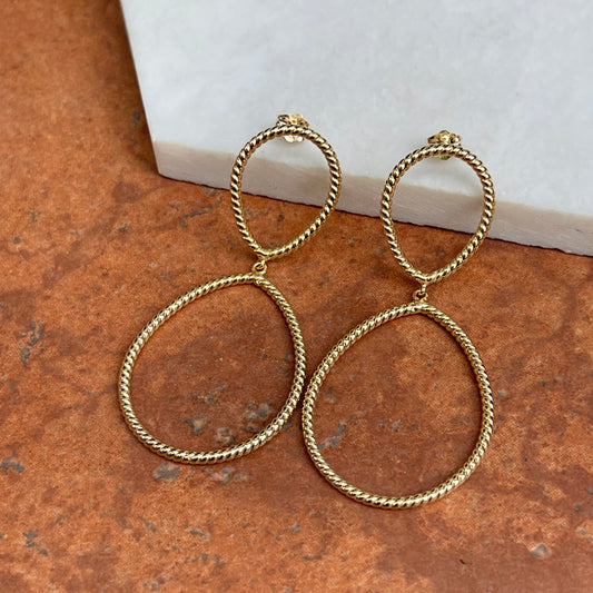 14KT Yellow Gold Rope Teardrop Dangle Earrings